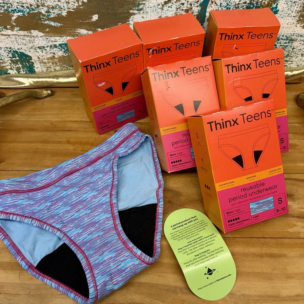 💝 Thinx Teens Super Absorbency Period Underwear Sz S 9-10 Hologram🆕SET Of 6